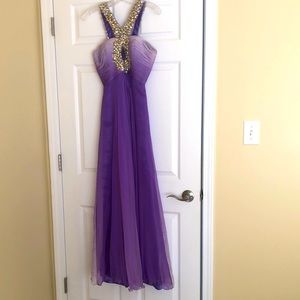 Purple ombre, chiffon gown